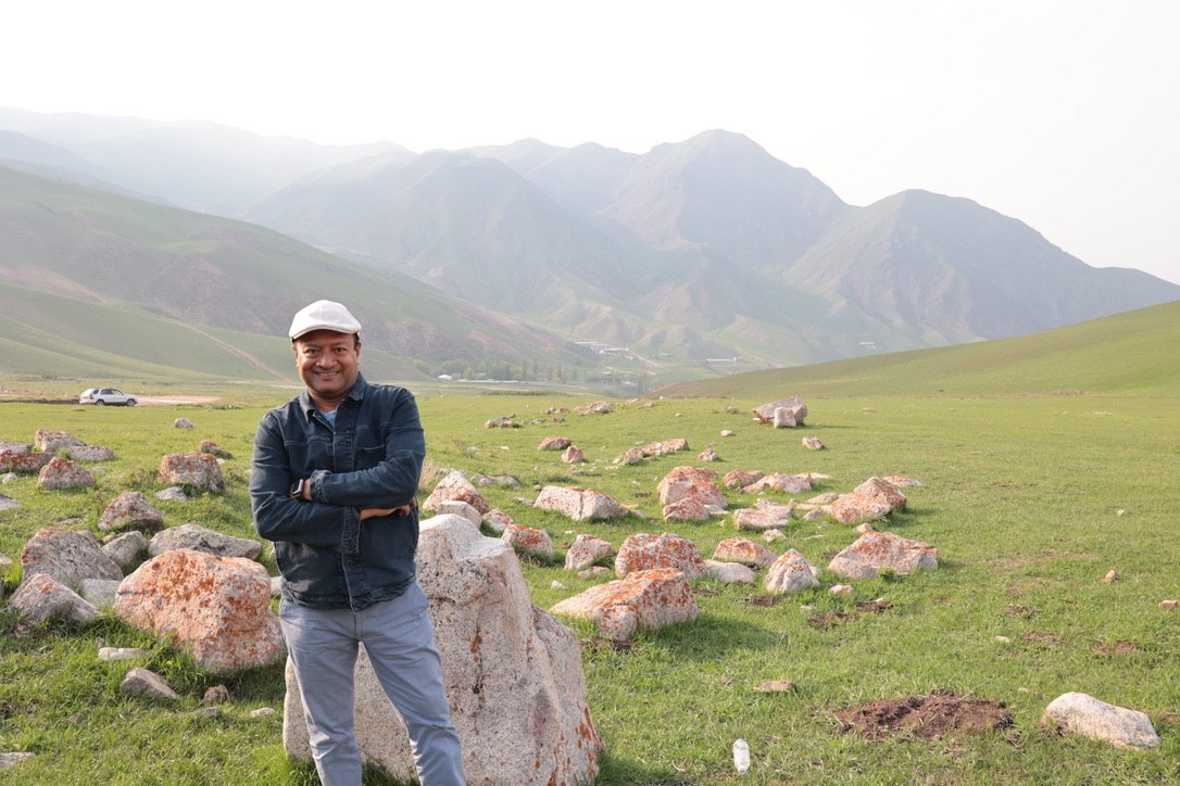 Sohail Hasnie in a high mountain pasture in the Kyrgyz Republic